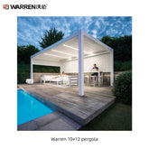 Warren 10x12 adjustable louvered pergola with aluminum white canopy